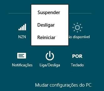 Configurações de energia atuais -botão de Hibernar