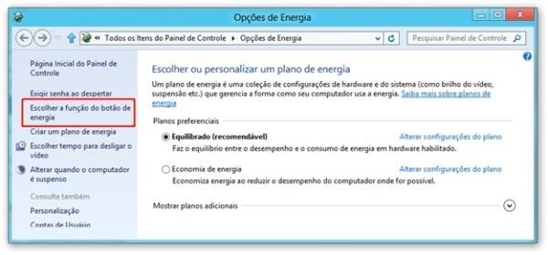 Abrindo as configurações